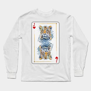 Leopard Head Jack Of Hearts Playing Card Long Sleeve T-Shirt